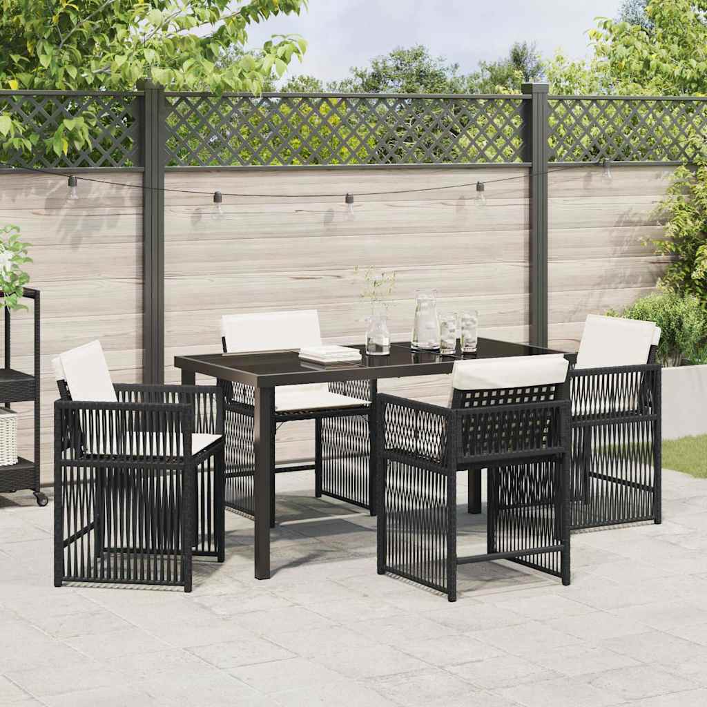 Garden Dining Set 5 pcs Black Poly Rattan