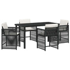 Garden Dining Set 5 pcs Black Poly Rattan