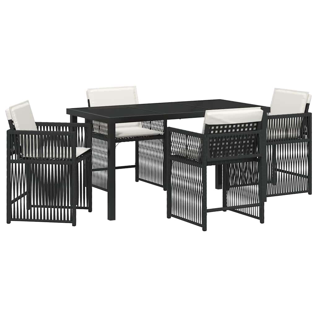 Garden Dining Set 5 pcs Black Poly Rattan