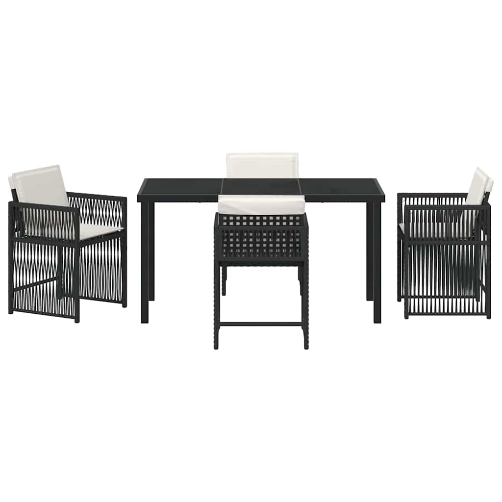 Garden Dining Set 5 pcs Black Poly Rattan