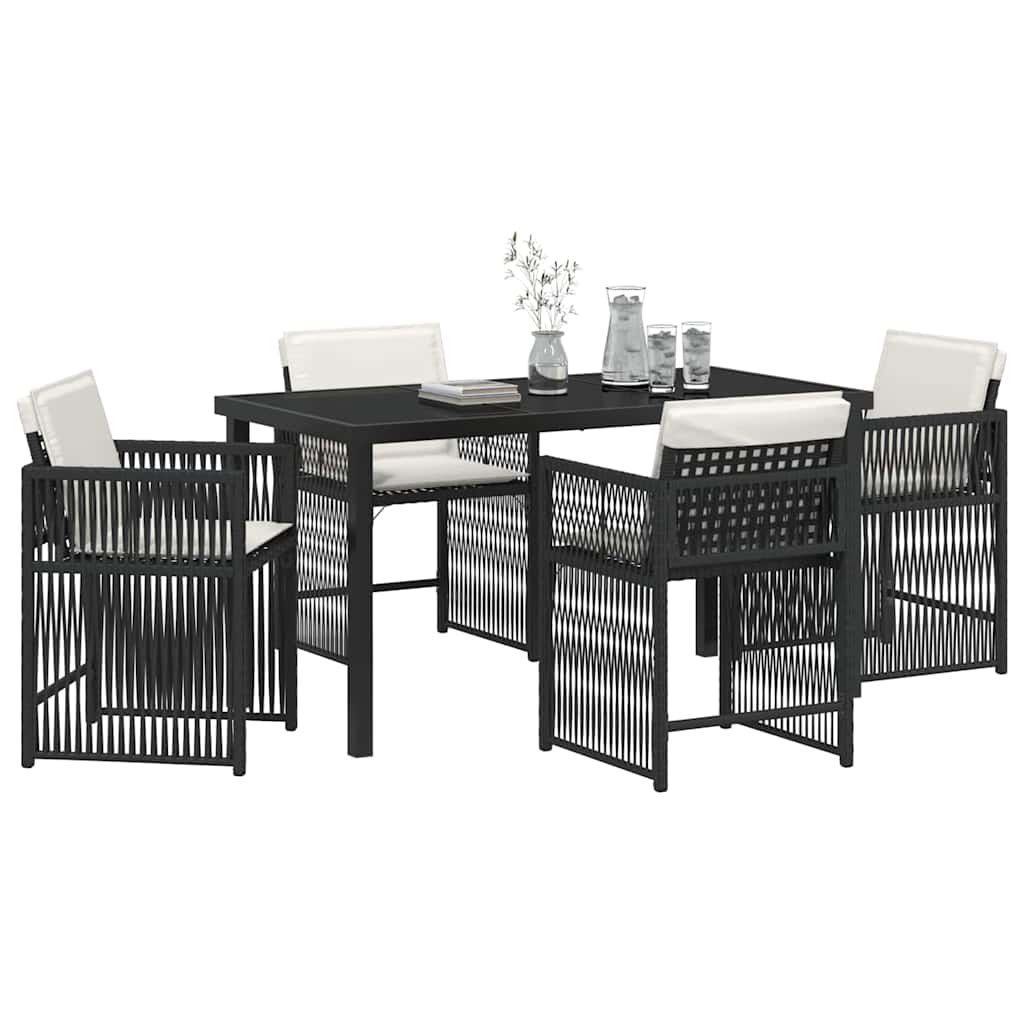 Garden Dining Set 5 pcs Black Poly Rattan