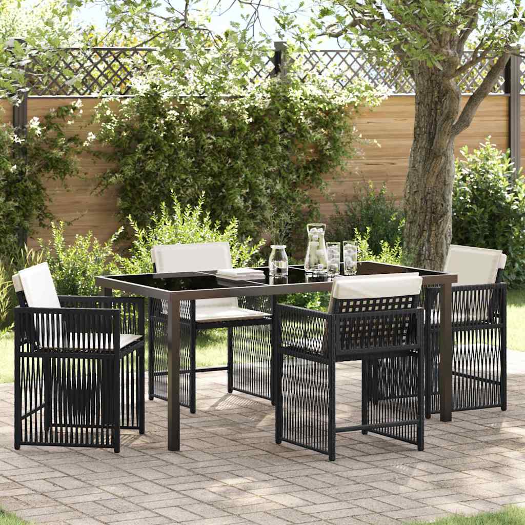 Garden Dining Set 5 pcs Black Poly Rattan