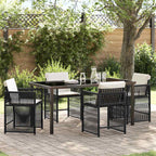 Garden Dining Set 5 pcs Black Poly Rattan