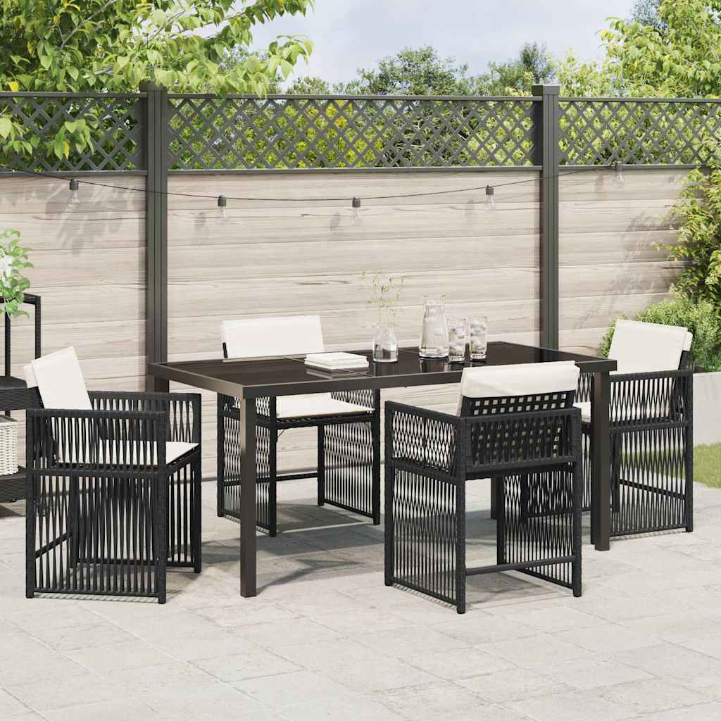 Garden Dining Set 5 pcs Black Poly Rattan