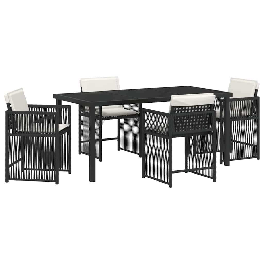 Garden Dining Set 5 pcs Black Poly Rattan