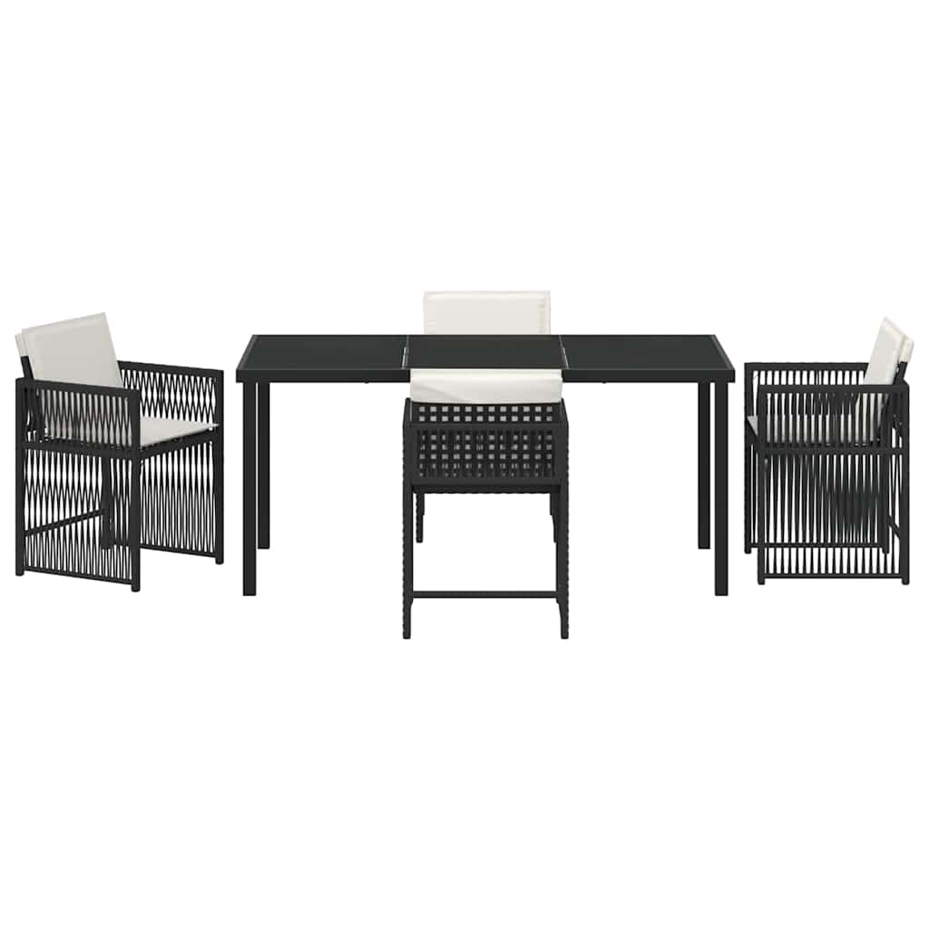 Garden Dining Set 5 pcs Black Poly Rattan