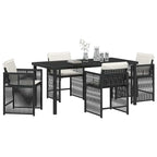Garden Dining Set 5 pcs Black Poly Rattan