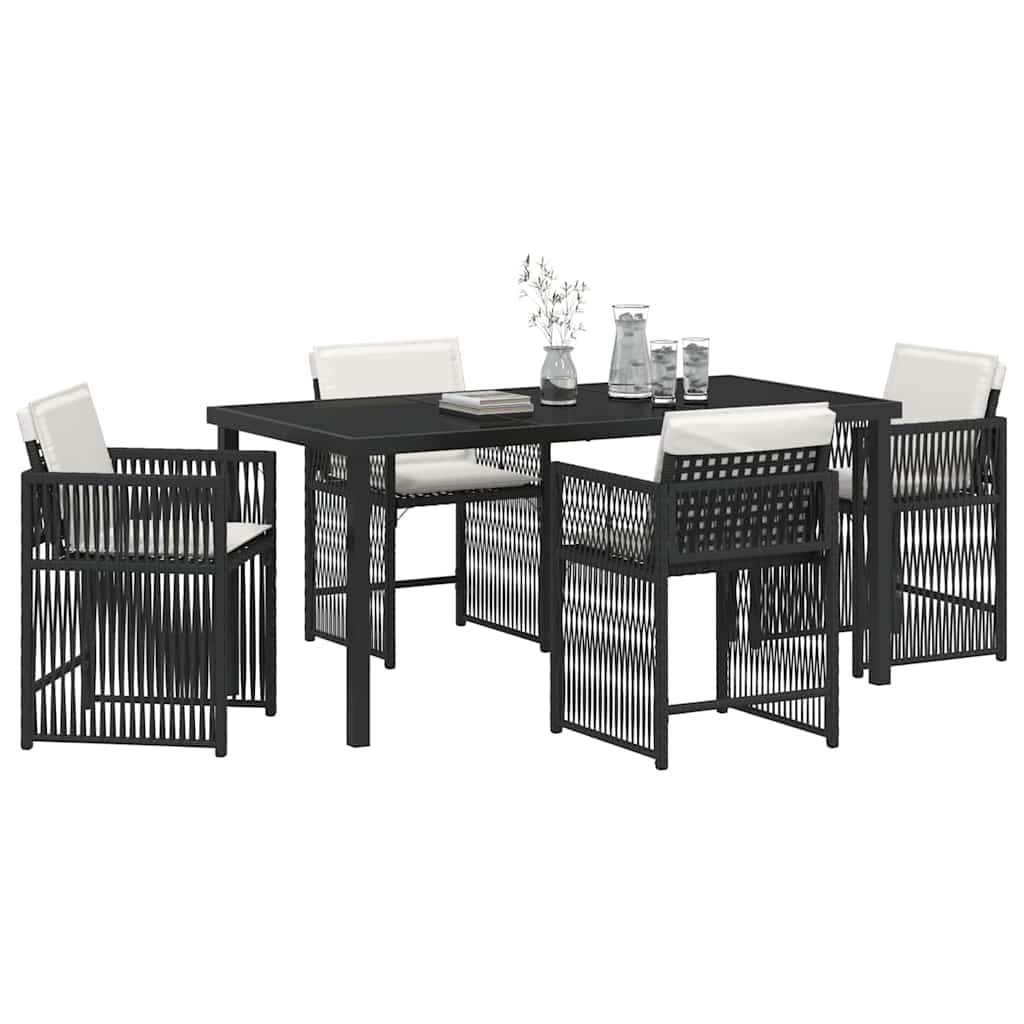 Garden Dining Set 5 pcs Black Poly Rattan