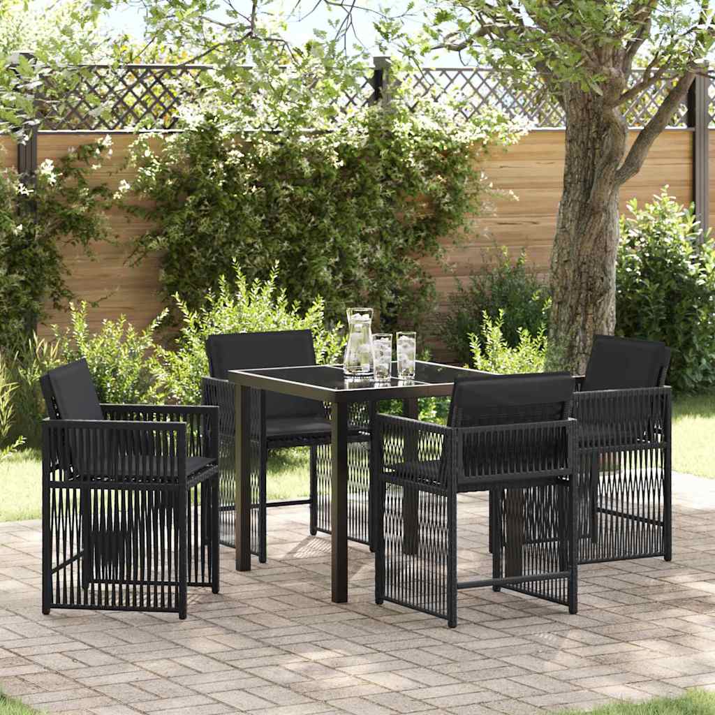 Garden Dining Set 5 pcs Black Poly Rattan