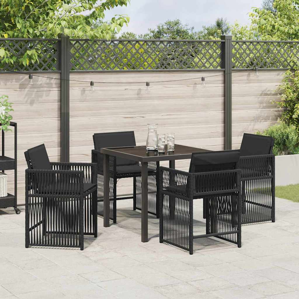 Garden Dining Set 5 pcs Black Poly Rattan