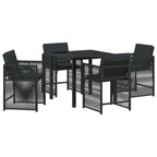 Garden Dining Set 5 pcs Black Poly Rattan