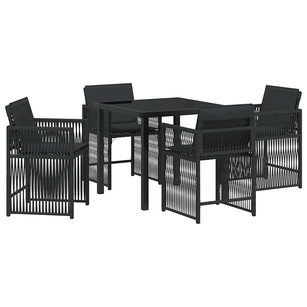 Garden Dining Set 5 pcs Black Poly Rattan
