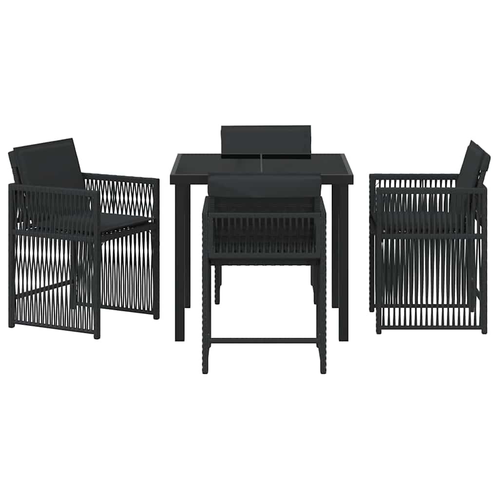 Garden Dining Set 5 pcs Black Poly Rattan