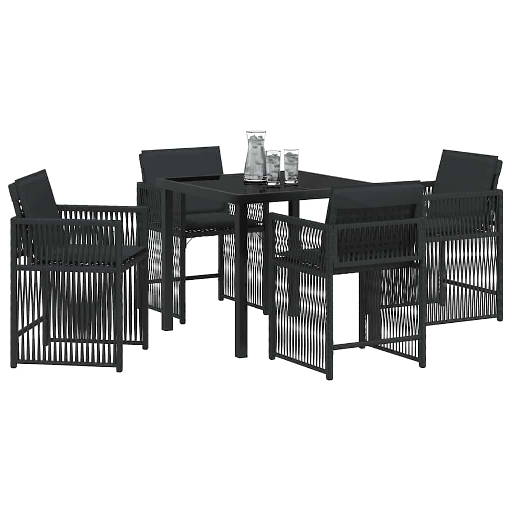 Garden Dining Set 5 pcs Black Poly Rattan