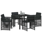 Garden Dining Set 5 pcs Black Poly Rattan