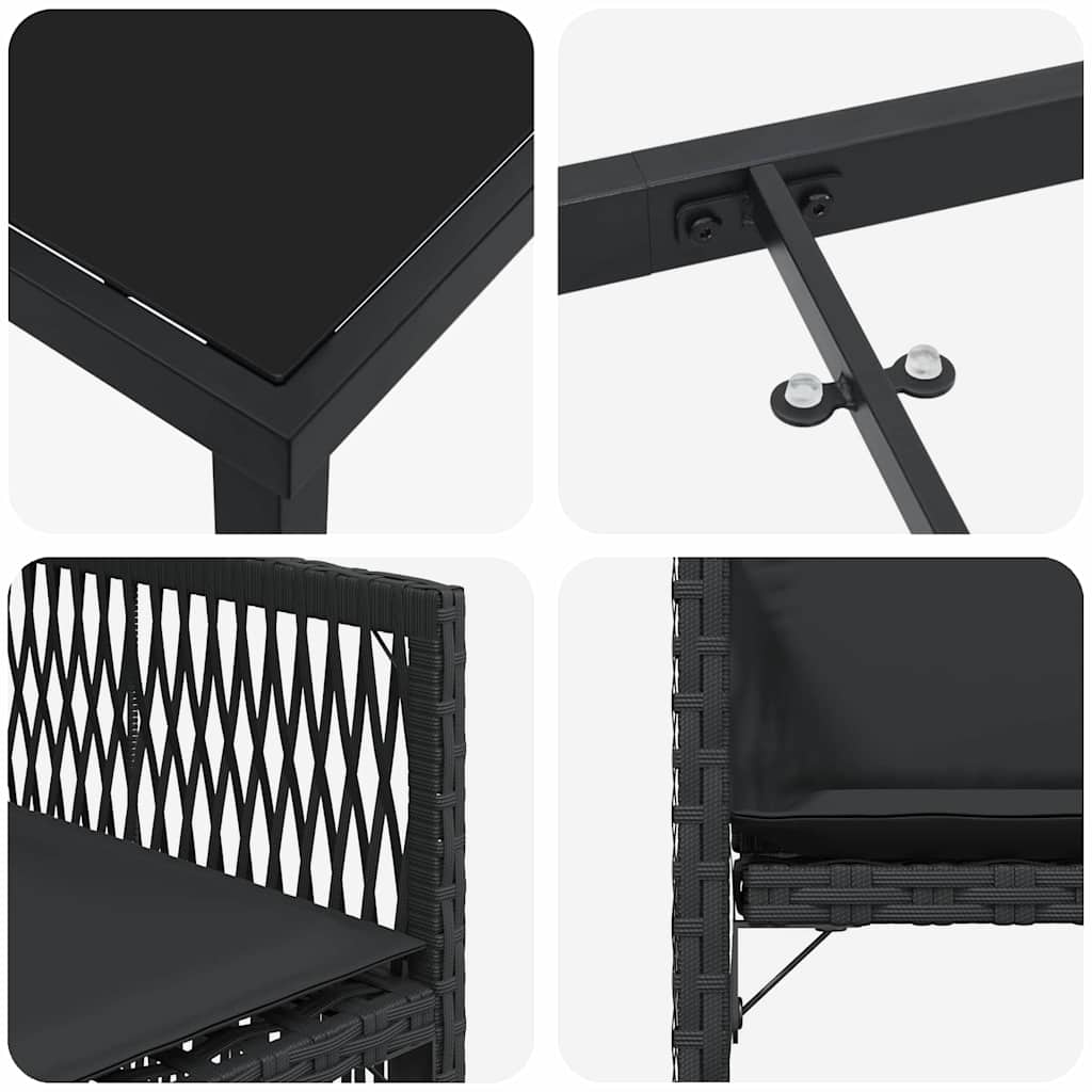 Garden Dining Set 5 pcs Black Poly Rattan