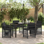 Garden Dining Set 5 pcs Black Poly Rattan