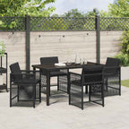 Garden Dining Set 5 pcs Black Poly Rattan