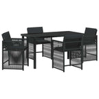 Garden Dining Set 5 pcs Black Poly Rattan