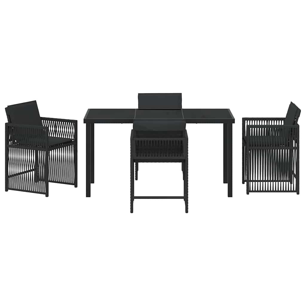 Garden Dining Set 5 pcs Black Poly Rattan