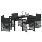 Garden Dining Set 5 pcs Black Poly Rattan