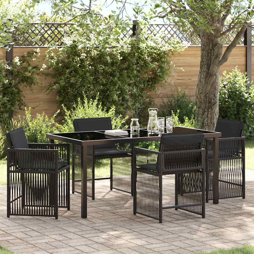 Garden Dining Set 5 pcs Black Poly Rattan