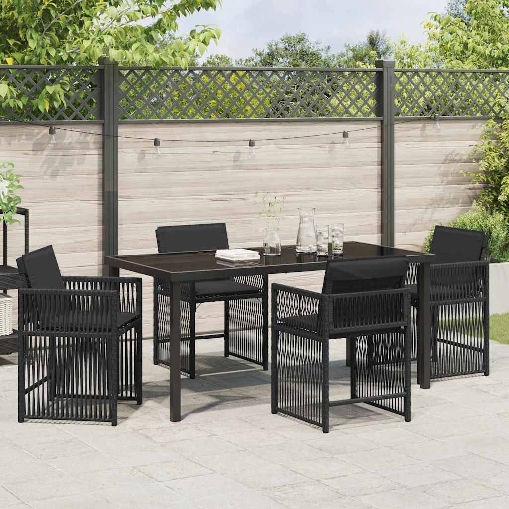 Garden Dining Set 5 pcs Black Poly Rattan