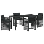 Garden Dining Set 5 pcs Black Poly Rattan