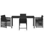 Garden Dining Set 5 pcs Black Poly Rattan