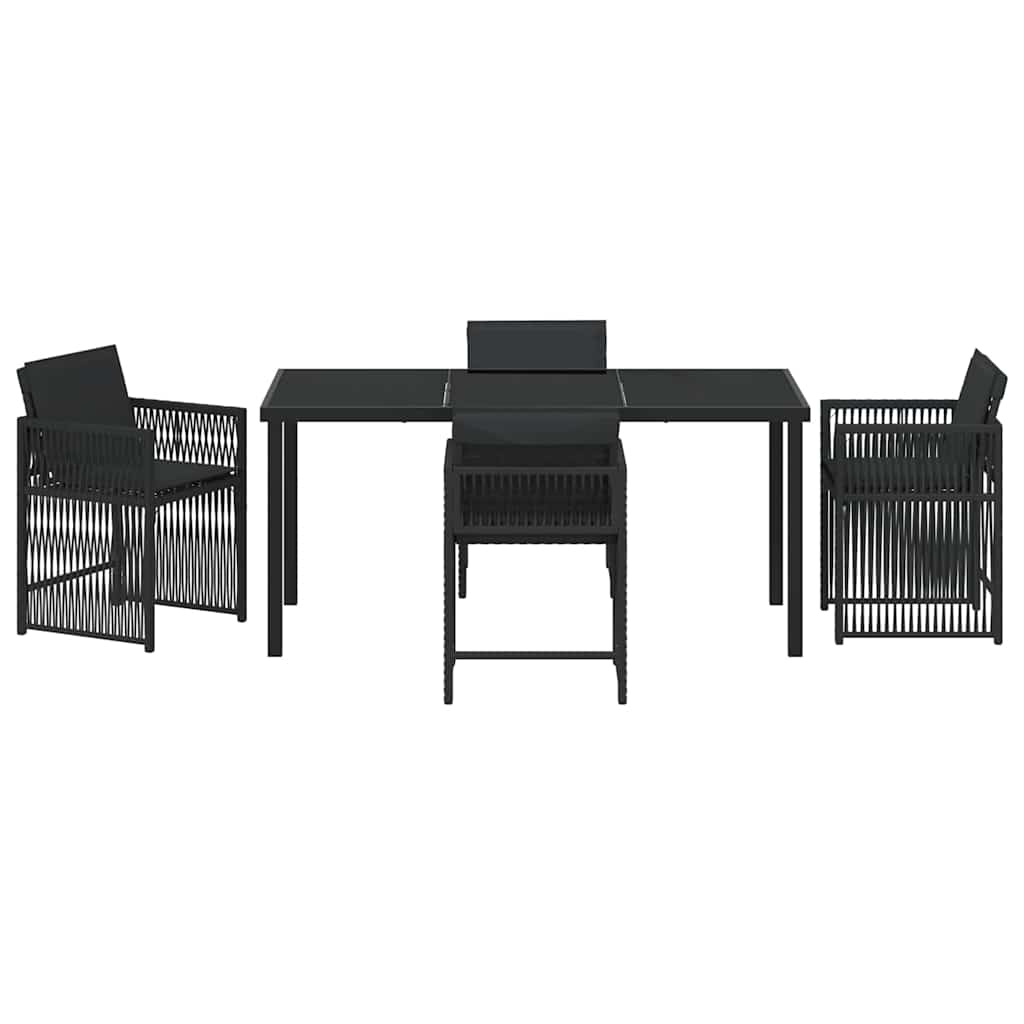 Garden Dining Set 5 pcs Black Poly Rattan