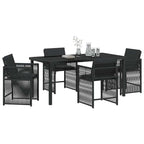 Garden Dining Set 5 pcs Black Poly Rattan