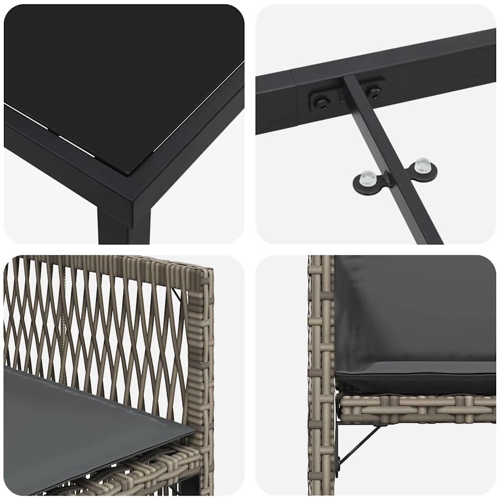 Garden Dining Set 5 pcs Grey Poly Rattan