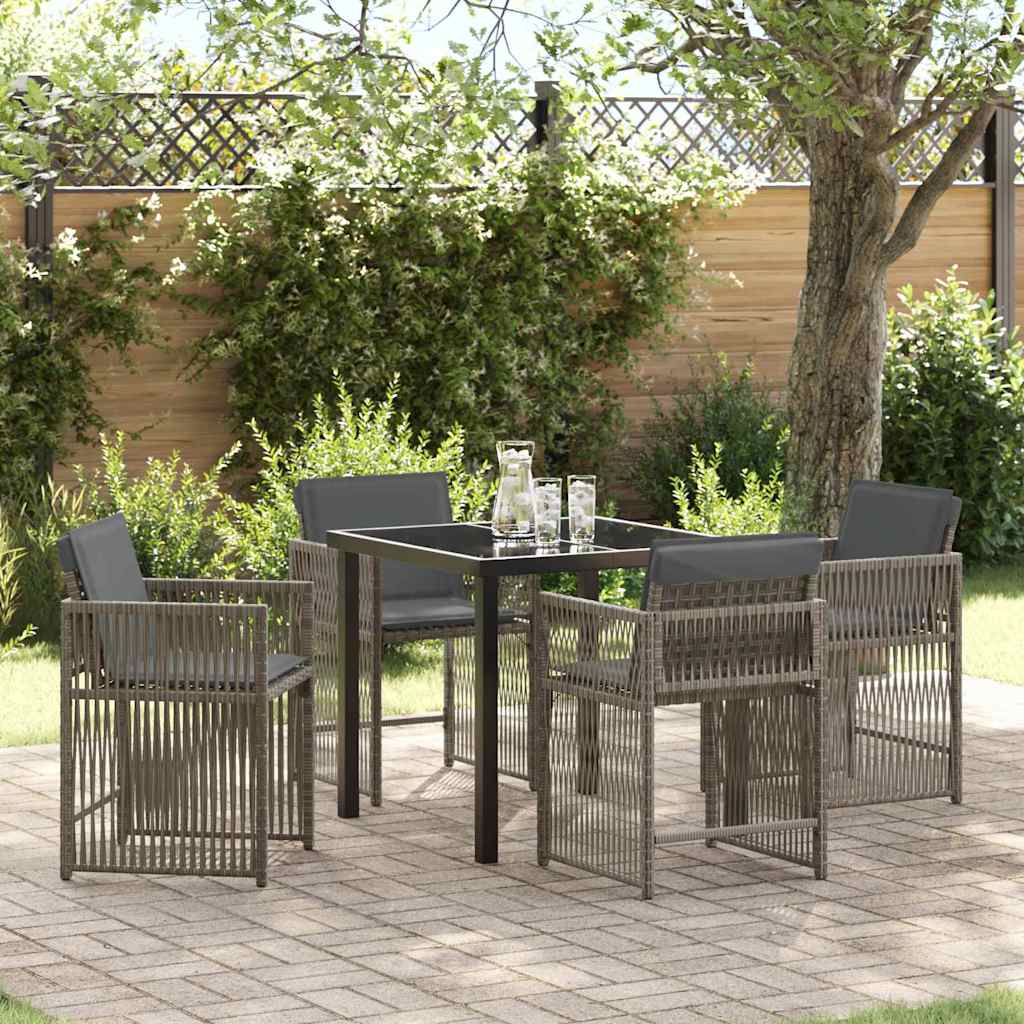 Garden Dining Set 5 pcs Grey Poly Rattan