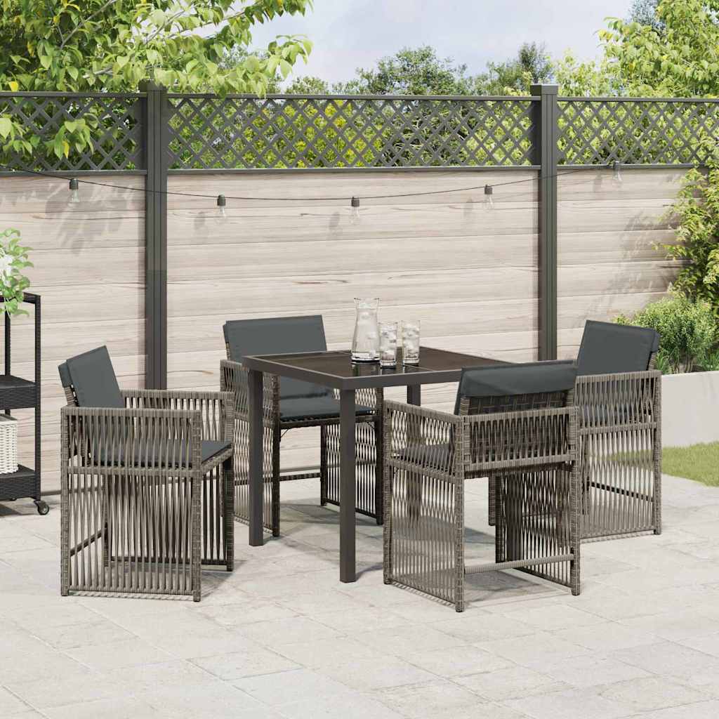 Garden Dining Set 5 pcs Grey Poly Rattan