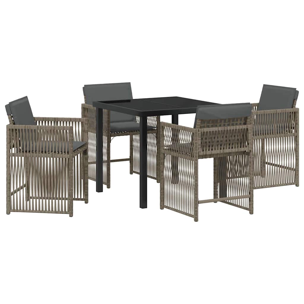 Garden Dining Set 5 pcs Grey Poly Rattan