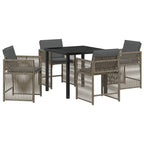 Garden Dining Set 5 pcs Grey Poly Rattan