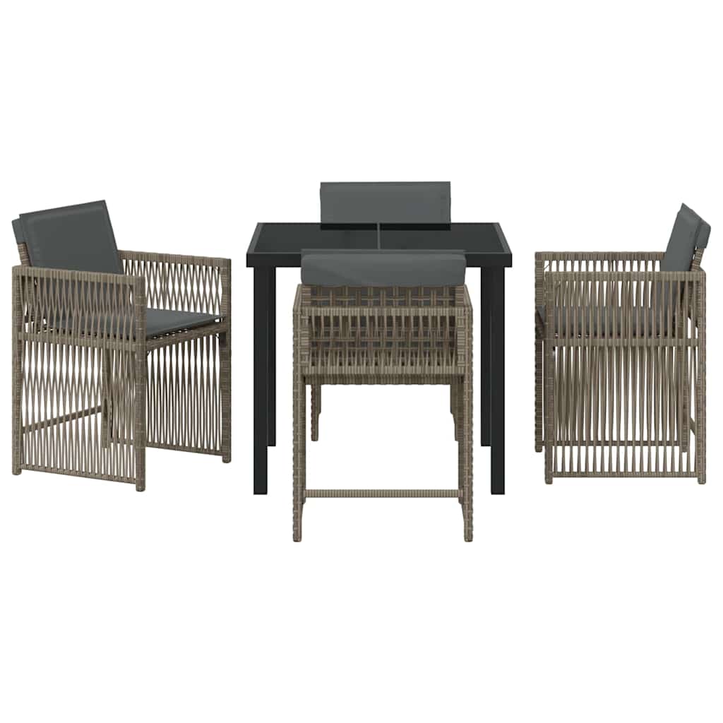 Garden Dining Set 5 pcs Grey Poly Rattan