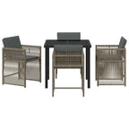Garden Dining Set 5 pcs Grey Poly Rattan