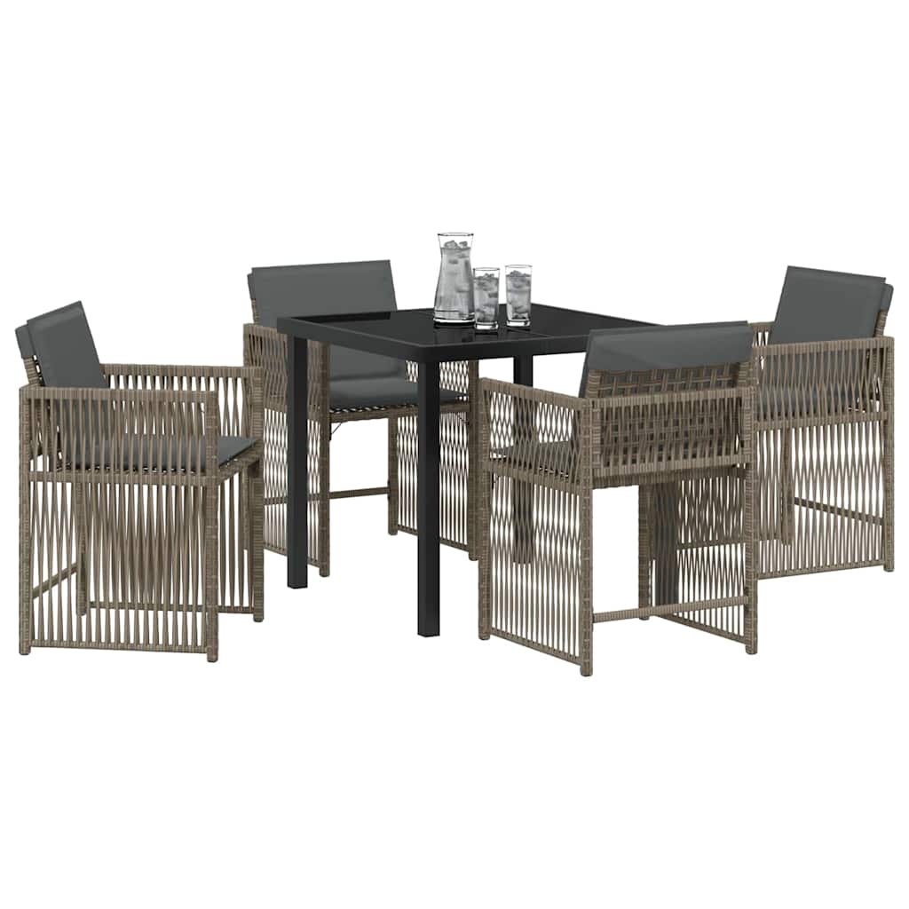 Garden Dining Set 5 pcs Grey Poly Rattan