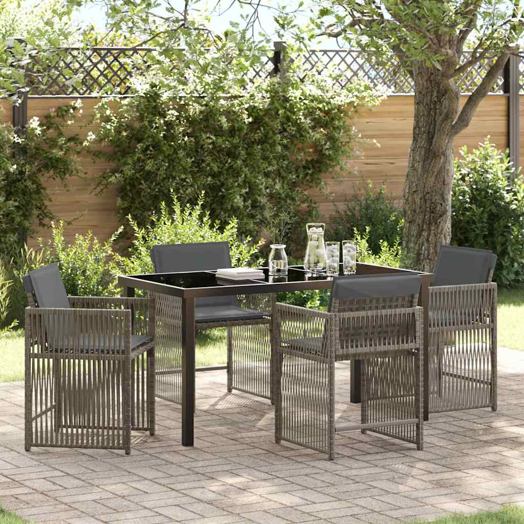Garden Dining Set 5 pcs Grey Poly Rattan