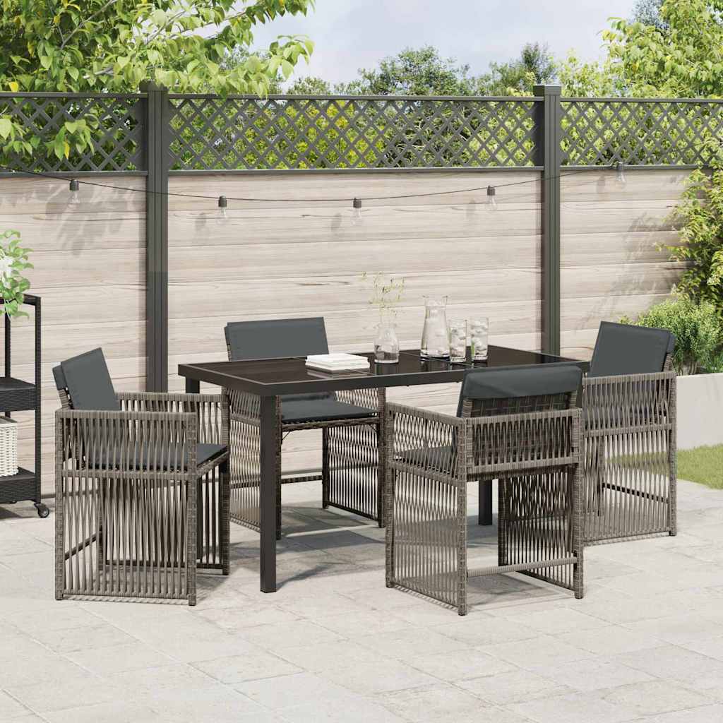 Garden Dining Set 5 pcs Grey Poly Rattan