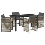 Garden Dining Set 5 pcs Grey Poly Rattan