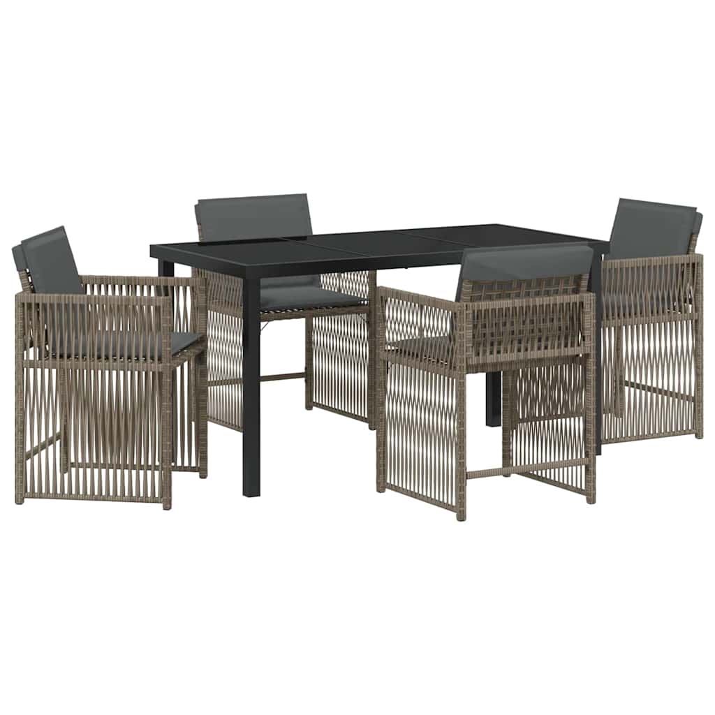 Garden Dining Set 5 pcs Grey Poly Rattan