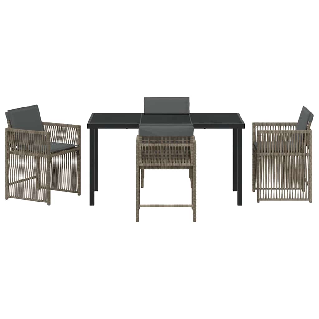Garden Dining Set 5 pcs Grey Poly Rattan
