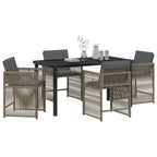 Garden Dining Set 5 pcs Grey Poly Rattan
