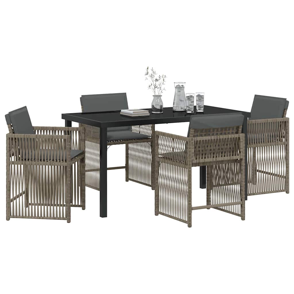 Garden Dining Set 5 pcs Grey Poly Rattan