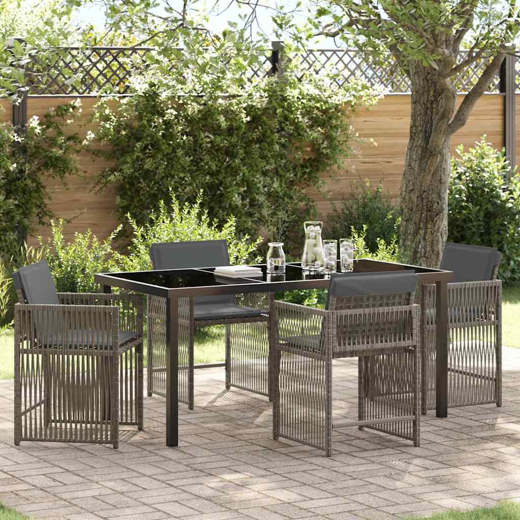 Garden Dining Set 5 pcs Grey Poly Rattan
