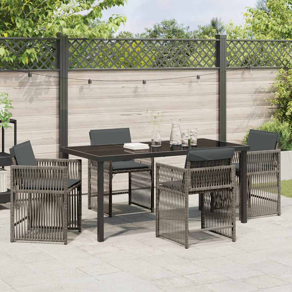 Garden Dining Set 5 pcs Grey Poly Rattan