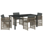 Garden Dining Set 5 pcs Grey Poly Rattan