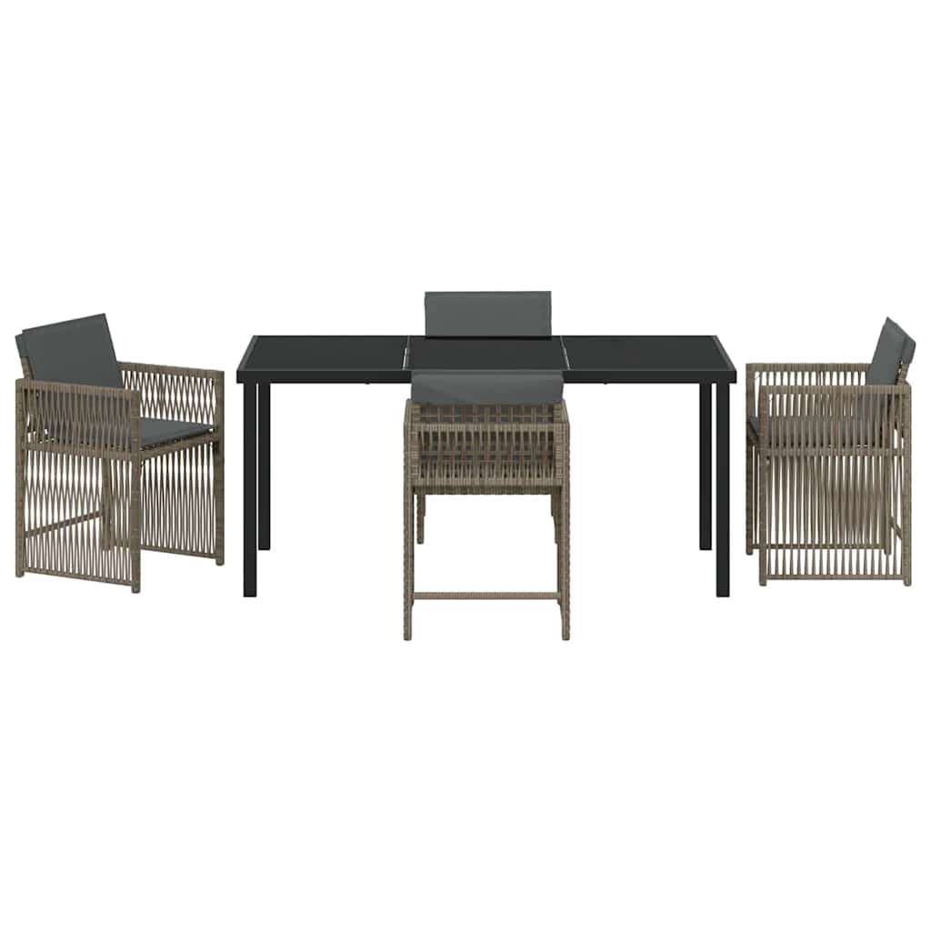 Garden Dining Set 5 pcs Grey Poly Rattan